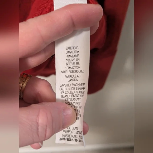 L.L. Bean Red Long Sleeve Wool Blend Tee - Picture 4 of 4